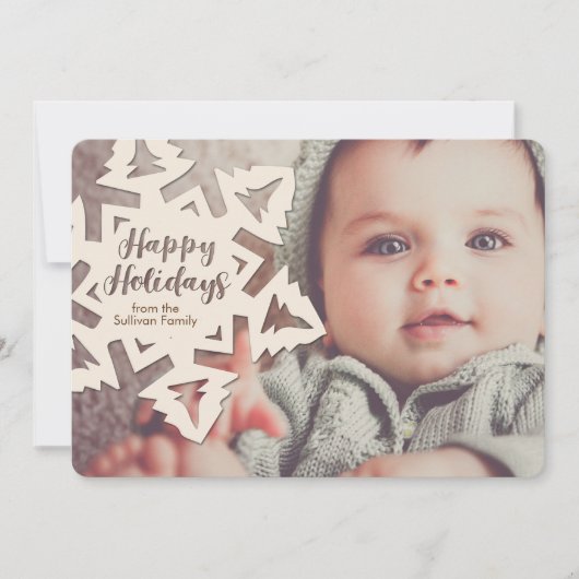 Persoonlijke papieren uitgesneden vakantie Sneeuwv Feestdagenkaart (Voorkant)