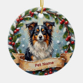 Persoonlijke Papillon Kerst Keramisch Ornament (Voorkant)