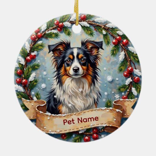 Persoonlijke Papillon Kerst Keramisch Ornament (Achterkant)