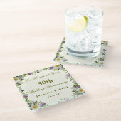 Persoonlijke paren 50th Wedding Jubileum Glazen Onderzetter (Schuin)