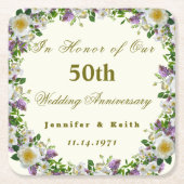 Persoonlijke paren 50th Wedding Jubileum Kartonnen Onderzetters (Voorkant)