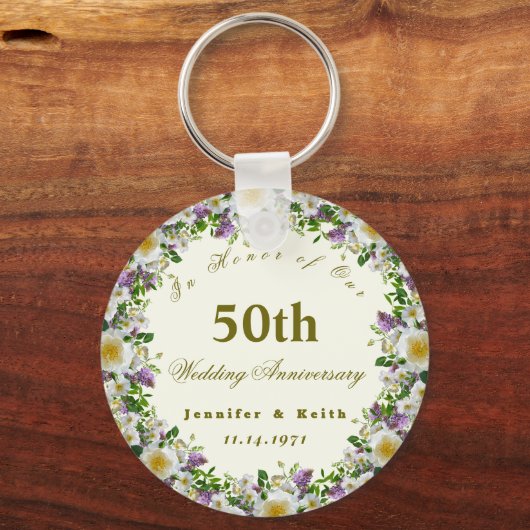 Persoonlijke paren 50th Wedding Jubileum Sleutelhanger (Voorkant)