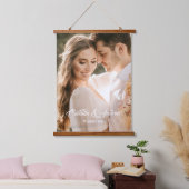 Persoonlijke paren liefdesfoto's en typografie hangend wandkleed (Slaapkamer)
