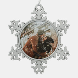 Persoonlijke paren Snowflake omlijst Tin Sneeuwvlok Ornament