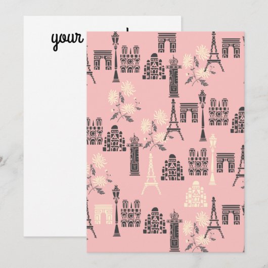 Persoonlijke Parijse notiecards Kaart (Voorkant / Achterkant)