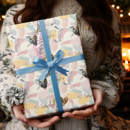 Persoonlijke Parijse Romantiek met foto's & namen Cadeaupapier