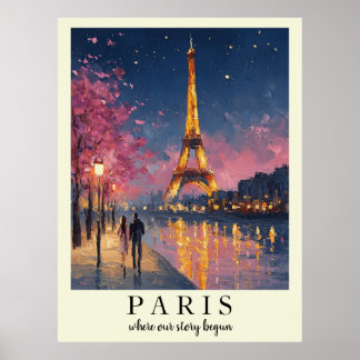 Persoonlijke Paris Nacht Muur Kunst Poster 