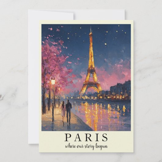 Persoonlijke Paris Night Flat Card | Aangepaste qu Kaart (Voorkant)