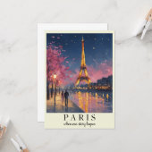Persoonlijke Paris Night Flat Card | Aangepaste qu Kaart (Voorkant / Achterkant in situ)