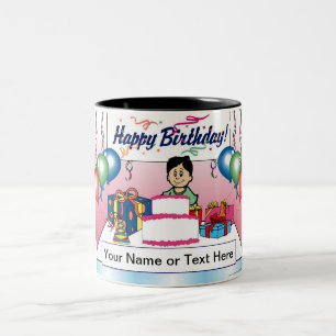 Persoonlijke partij, Birthday - Boy Cartoon Tweekleurige Koffiemok