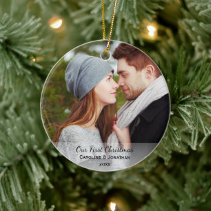 Persoonlijke Pas getrouwd Foto Onze eerste Kerstmi Keramisch Ornament