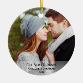 Persoonlijke Pas getrouwd Foto Onze eerste Kerstmi Keramisch Ornament