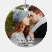 Persoonlijke Pas getrouwd Foto Onze eerste Kerstmi Keramisch Ornament (Achterkant)