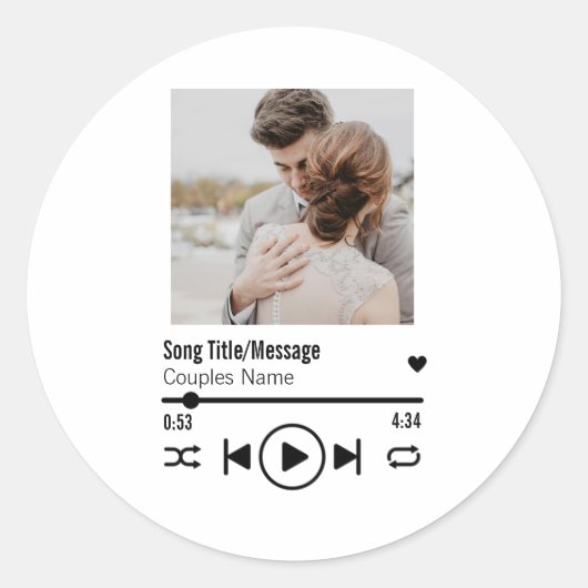 Persoonlijke Pas getrouwd Foto Song Playlist Ronde Sticker (Voorkant)