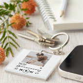 Persoonlijke Pas getrouwd Foto Song Playlist Sleutelhanger (Voorkant Rechts)