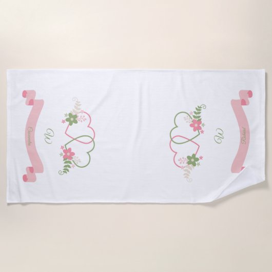 Persoonlijke Pas getrouwd met twee harten Strandlaken (Voorkant)