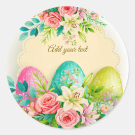 Persoonlijke Pasen Eieren & Lente Rozen Ronde Sticker