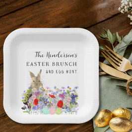 Persoonlijke Pasen Eiersoeken Brunch Konijn Bloeme Papieren Bordje