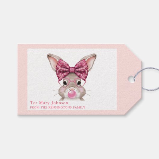 Persoonlijke Pasen Konijn Cadeaubijslagsels voor K Cadeaulabel (Voorkant (Horizontaal))