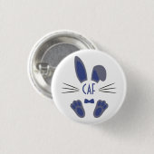 Persoonlijke Pasen Konijn in Blauw met Initialen Ronde Button 3,2 Cm (Voorkant /achterkant)
