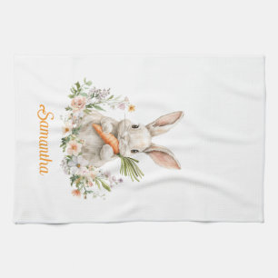Persoonlijke Pasen Konijn Keukenhanddoek 