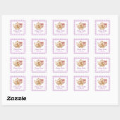 Persoonlijke Pasen Konijn Theekan Gingham Familie Vierkante Sticker (Vel)