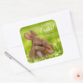 Persoonlijke Pasen stickerzegel met konijntjes Vierkante Sticker (Envelop)