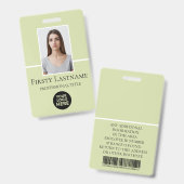 Persoonlijke pasfoto, streepjescode, logo, naam badge (Voor- en achterkant)