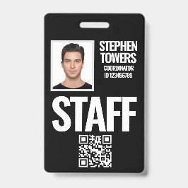 Persoonlijke pasfoto van evenementenpersoneel badge