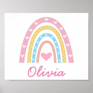 Persoonlijke pasta boho regenboognaammeisje poster
