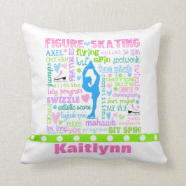 Persoonlijke pasta-figuur Skater Words Typografie Kussen
