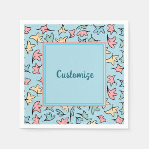Persoonlijke Pastel Bladeren Blauw Servet