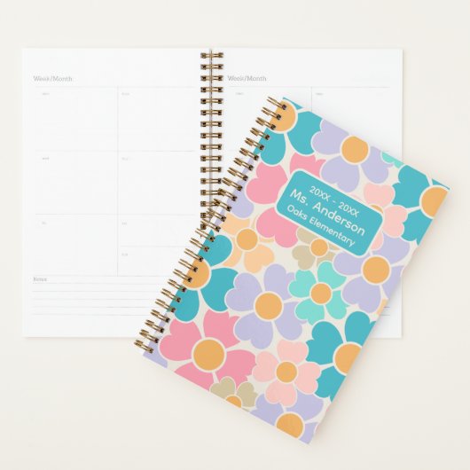 Persoonlijke Pastel Bloemen School Planner (Display)