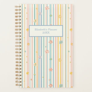 Persoonlijke Pastel Bloemen Strepen Jaarlijks Planner