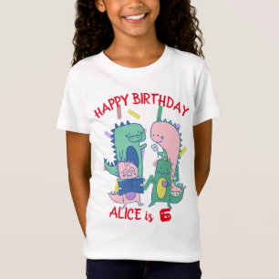 Persoonlijke pastel Dinosaur Birthday Party T-shirt