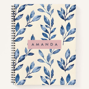 Persoonlijke Pastel Elegante Blauwe Blad Notitieboek