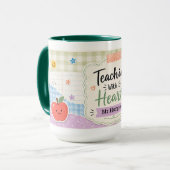 Persoonlijke Pastel Gingham Lesgeven Met Hart Mok (Voorkant links)