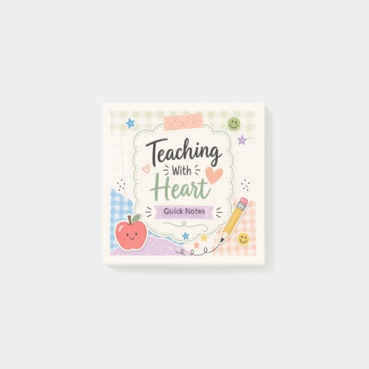 Persoonlijke Pastel Gingham Lesgeven Met Hart Post-it® Notes (Voorkant)
