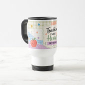 Persoonlijke Pastel Gingham Lesgeven Met Hart Reisbeker (Voorkant links)