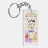 Persoonlijke Pastel Gingham Lesgeven Met Hart Sleutelhanger (Voorkant Links)