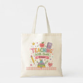 Persoonlijke Pastel Gingham Lesgeven Met Hart Tote Bag (Achterkant)