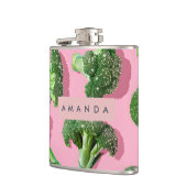 Persoonlijke Pastel Glitter Groen Broccoli Heupfles (Links)