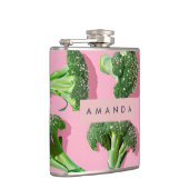 Persoonlijke Pastel Glitter Groen Broccoli Heupfles (Rechts)