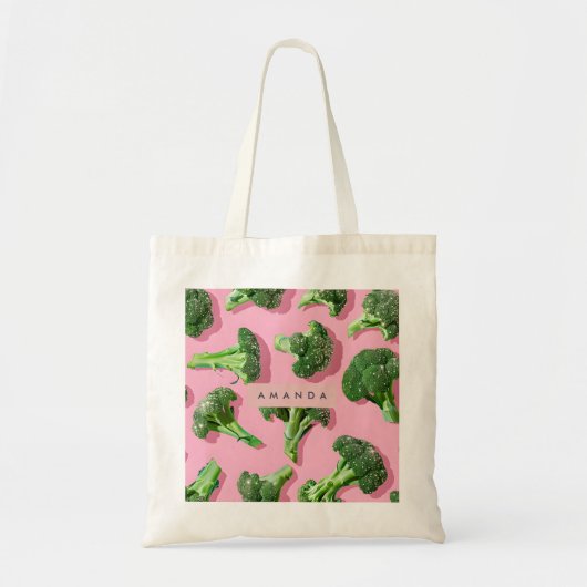 Persoonlijke Pastel Glittergroene Broccoli Tote Bag (Voorkant)