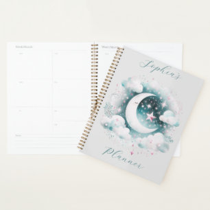 Persoonlijke Pastel Halve Maan Hemelse Wolken Planner