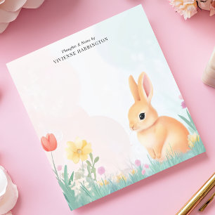 Persoonlijke Pastel Konijn en Wilde Bloem Notitieblok