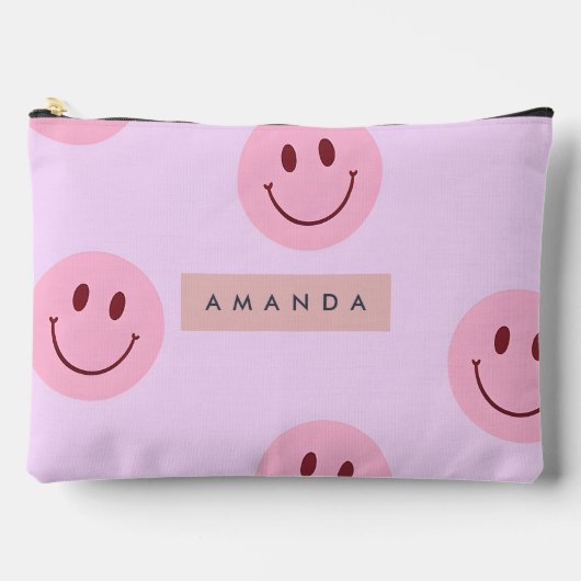 Persoonlijke pastel lavendel & roze smiley face etui (Voorkant)
