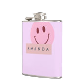 Persoonlijke Pastel Lavendel & Roze Smiley Face Heupfles (Links)