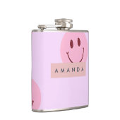 Persoonlijke Pastel Lavendel & Roze Smiley Face Heupfles (Rechts)