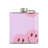 Persoonlijke Pastel Lavendel & Roze Smiley Face Heupfles (Achterkant)